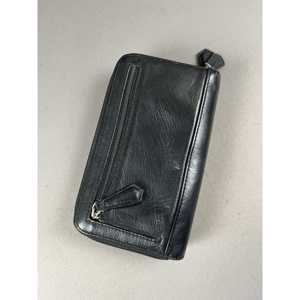 Perlina New York Black Soft Leather Zipper Wallet Clutch NWOT - Picture 7 of 16
